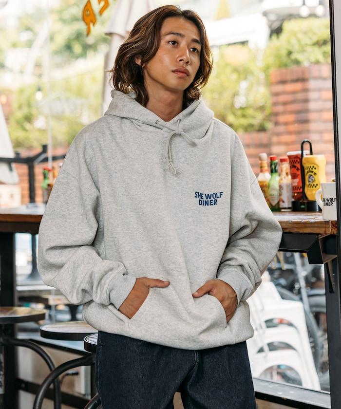 SHE WOLF DINER×FREAK'S STORE/シーウルフダイナー 特別款 寬鬆版型 背部印花 套頭衛衣/連帽衫/CAR