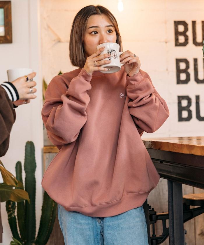 SHE WOLF DINER×FREAK'S STORE/シーウルフダイナー特別款寬鬆版型後背刺繡圓領衛衣/WOLF