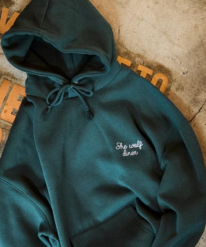 SHE WOLF DINER×FREAK'S STORE/シーウルフダイナー特別款寬鬆版型背部刺繡連帽衛衣/WOLF