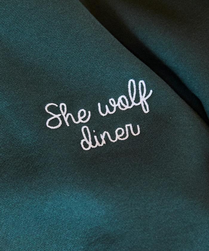 SHE WOLF DINER×FREAK'S STORE/シーウルフダイナー特別款寬鬆版型背部刺繡連帽衛衣/WOLF