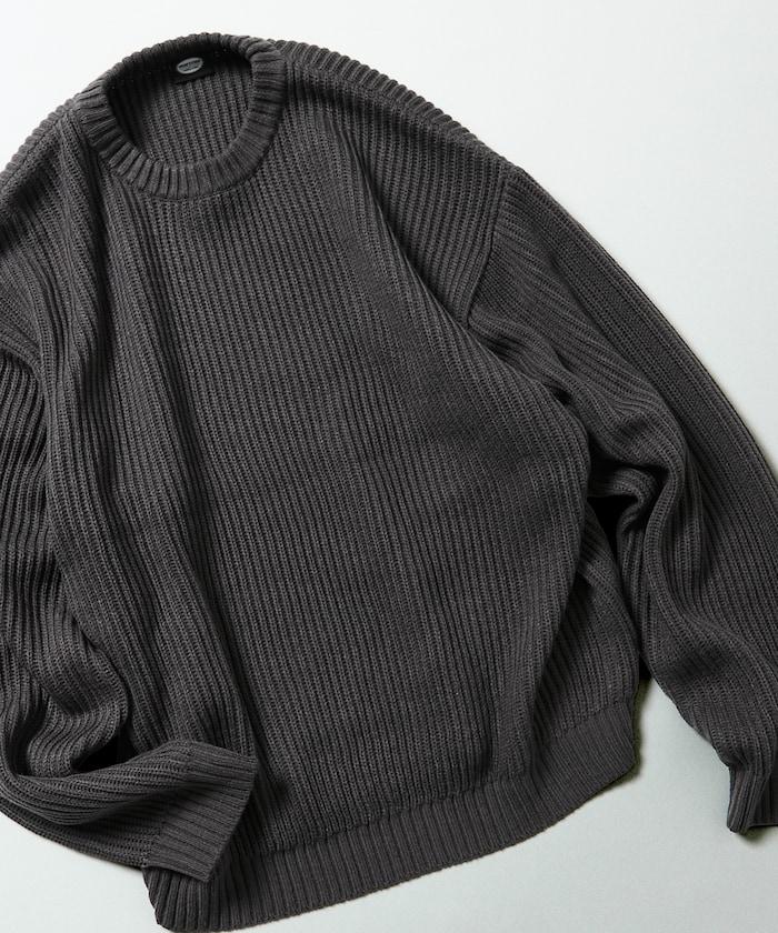 寬鬆版型 羅紋編織 圓領針織衫