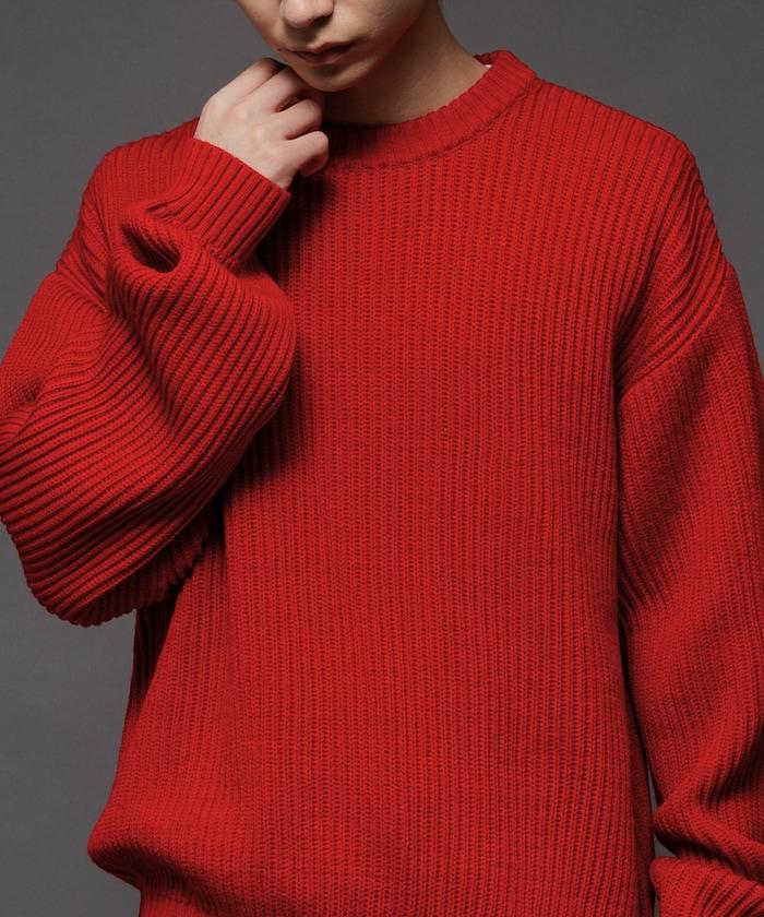 寬鬆版型 羅紋編織 圓領針織衫