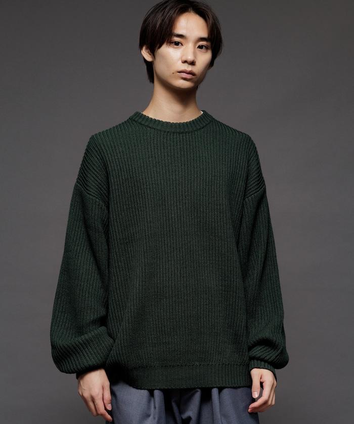 寬鬆版型 羅紋編織 圓領針織衫