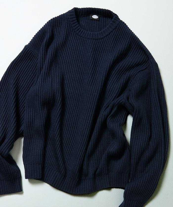 寬鬆版型 羅紋編織 圓領針織衫