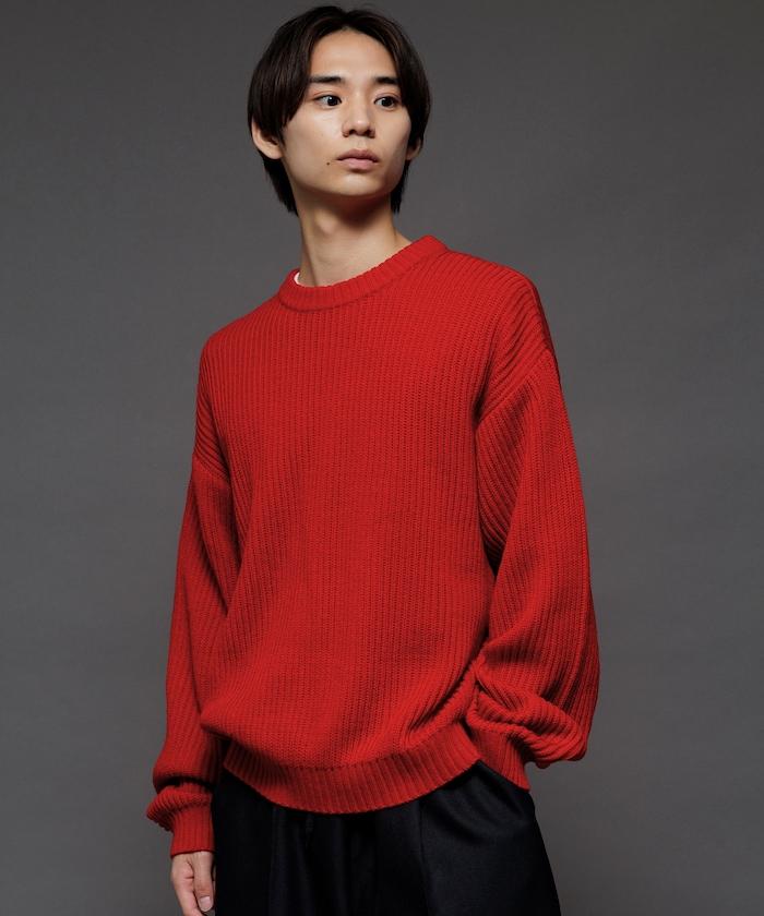 寬鬆版型 羅紋編織 圓領針織衫