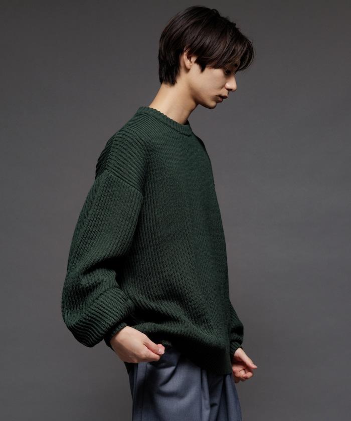 寬鬆版型 羅紋編織 圓領針織衫