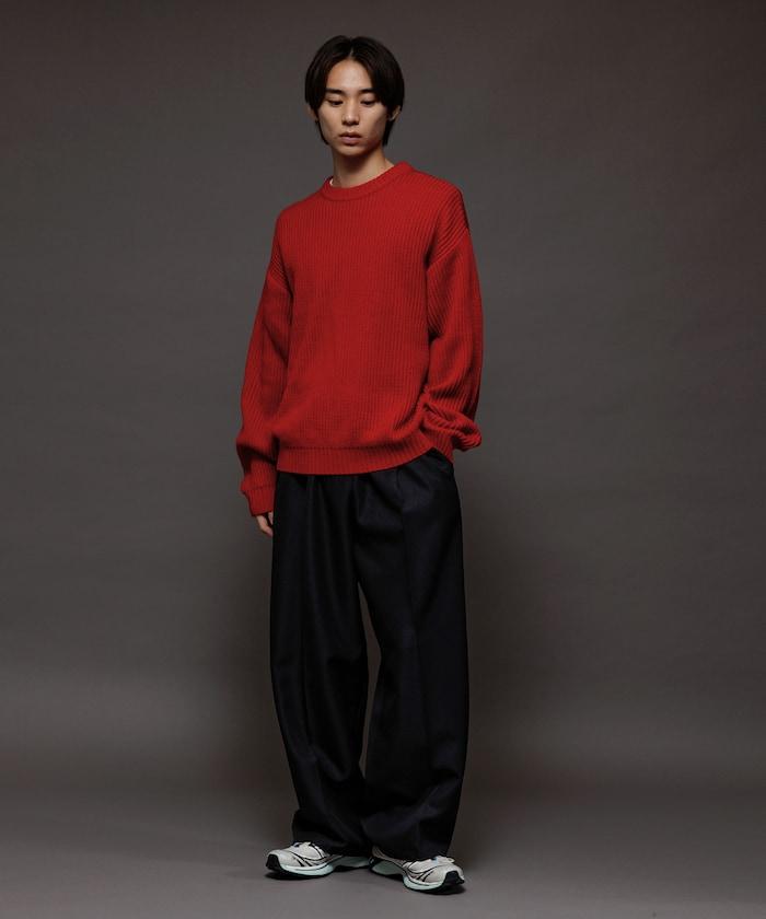 寬鬆版型 羅紋編織 圓領針織衫