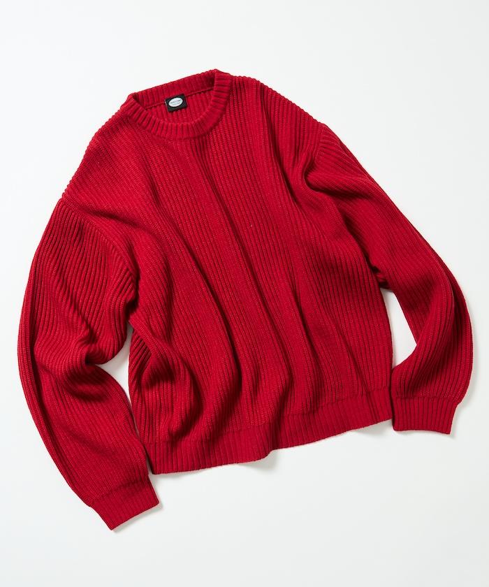 寬鬆版型 羅紋編織 圓領針織衫