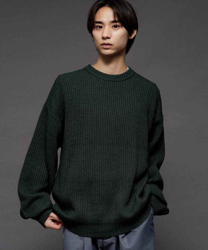 寬鬆版型 羅紋編織 圓領針織衫