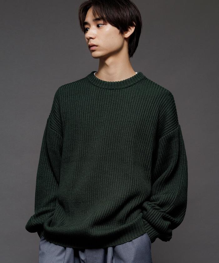 寬鬆版型 羅紋編織 圓領針織衫