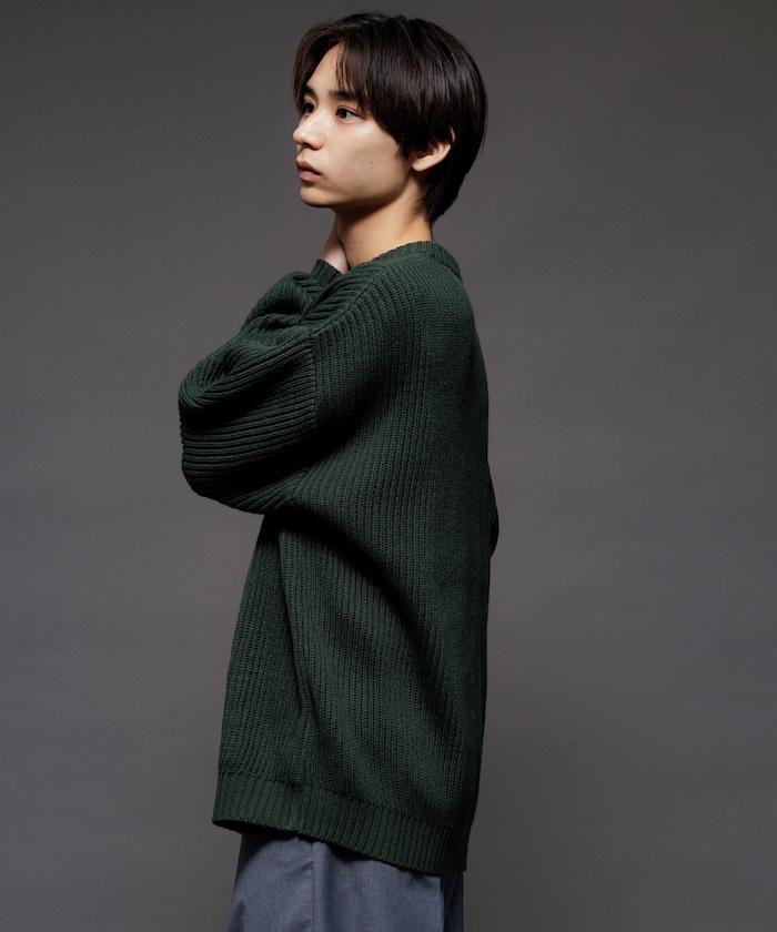 寬鬆版型 羅紋編織 圓領針織衫