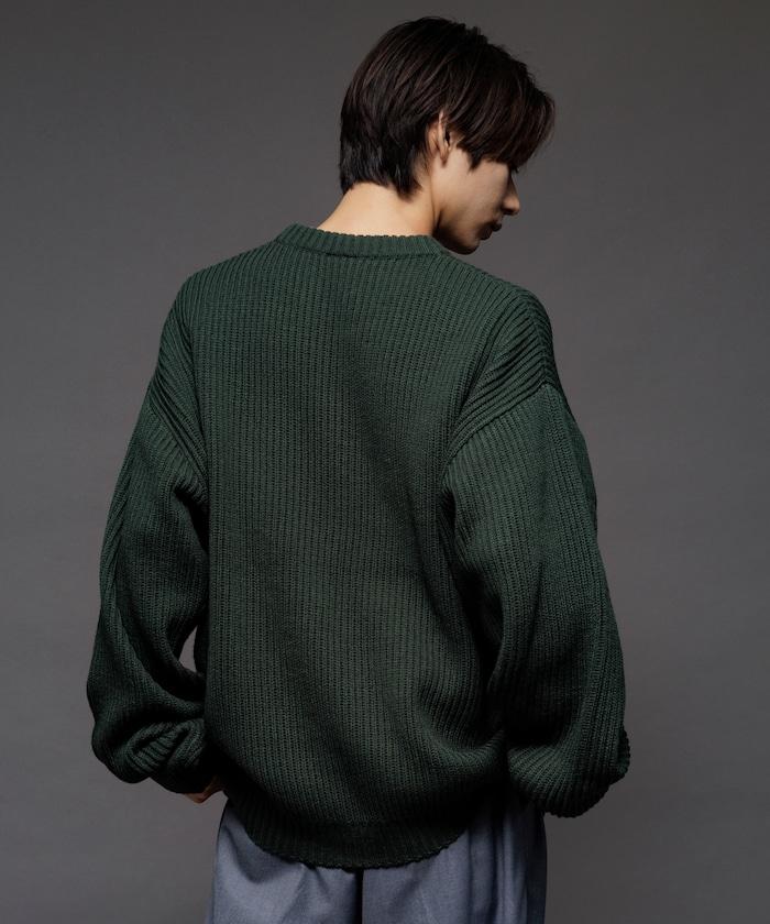 寬鬆版型 羅紋編織 圓領針織衫
