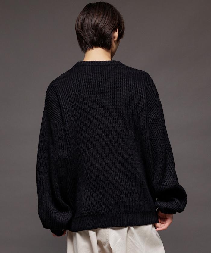 寬鬆版型 羅紋編織 圓領針織衫