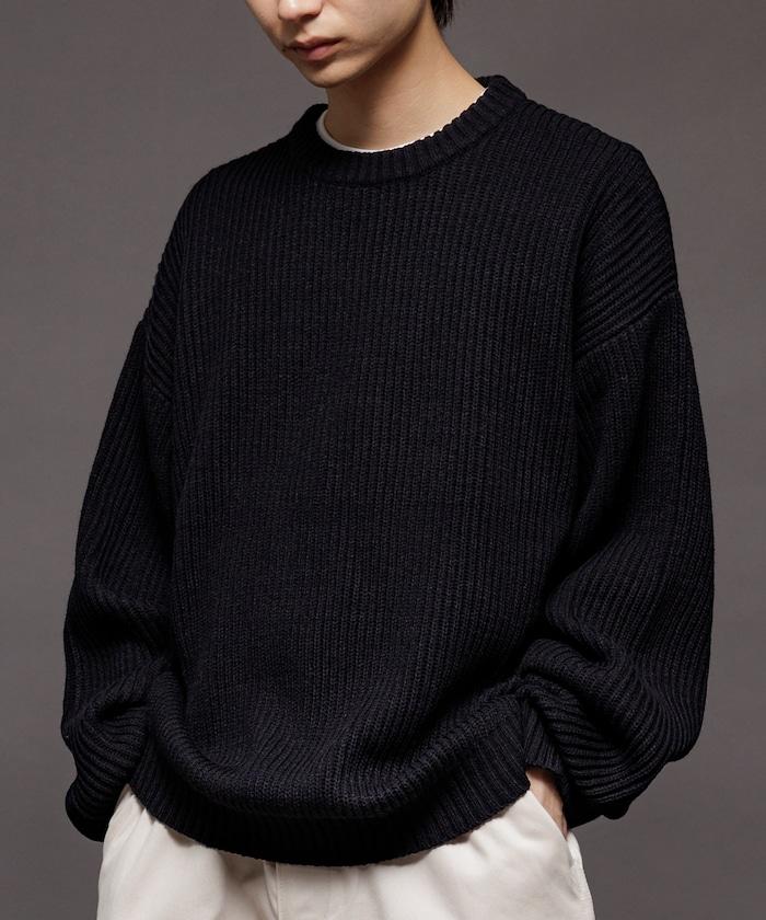 寬鬆版型 羅紋編織 圓領針織衫