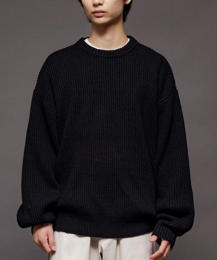 寬鬆版型 羅紋編織 圓領針織衫