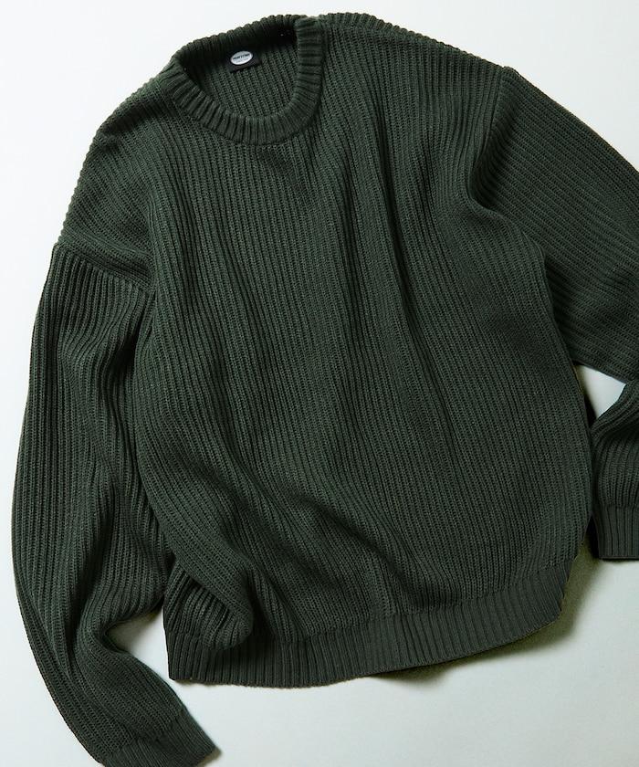 寬鬆版型 羅紋編織 圓領針織衫