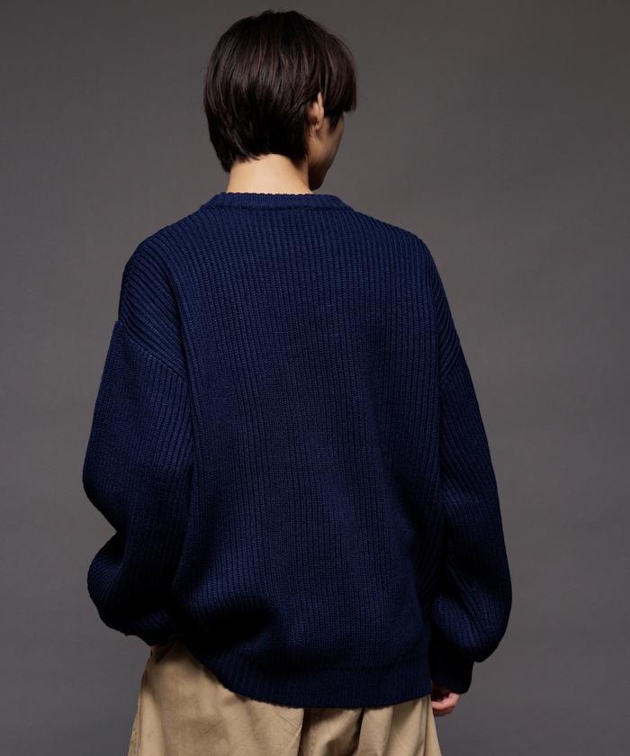 寬鬆版型 羅紋編織 圓領針織衫