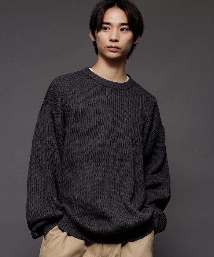 寬鬆版型 羅紋編織 圓領針織衫