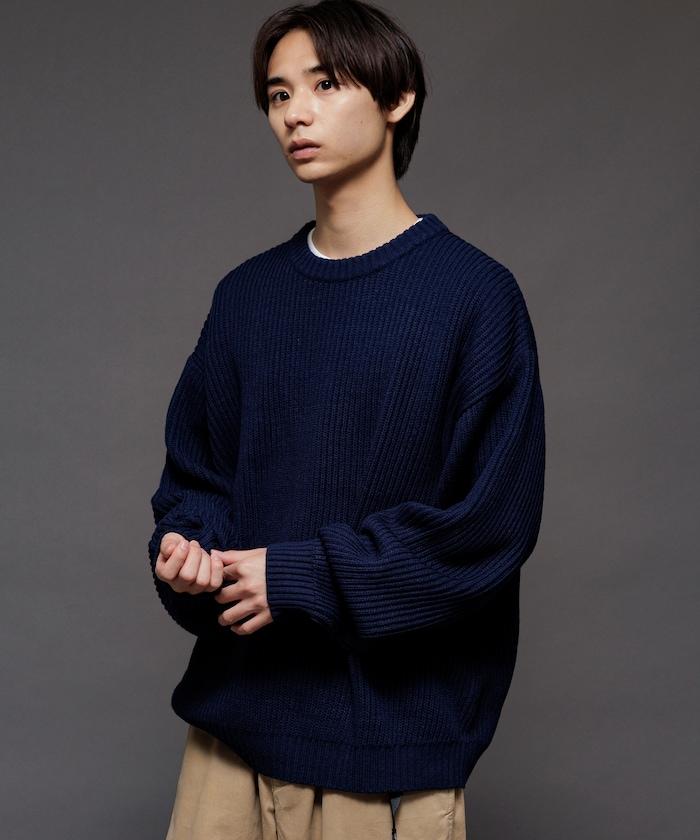 寬鬆版型 羅紋編織 圓領針織衫