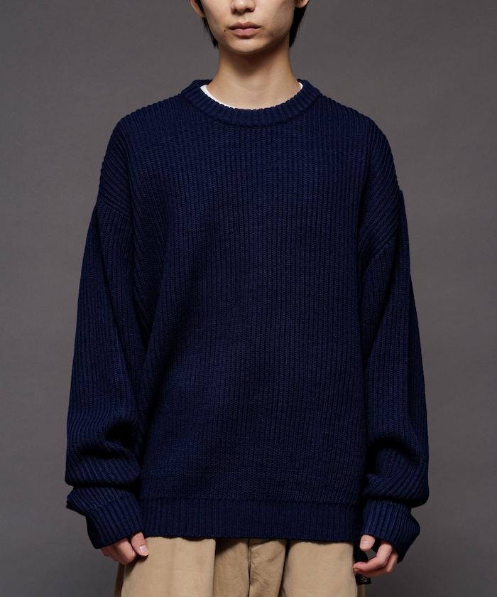 寬鬆版型 羅紋編織 圓領針織衫