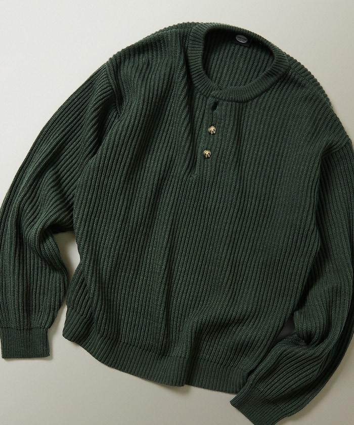 寬鬆版型 羅紋編織 亨利領 針織衫