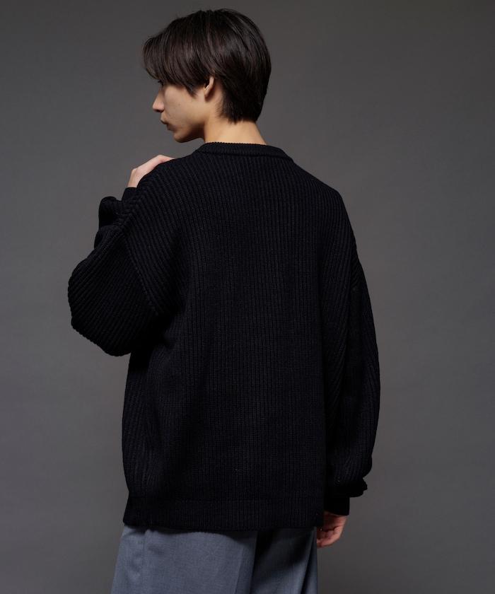 寬鬆版型 羅紋編織 亨利領 針織衫