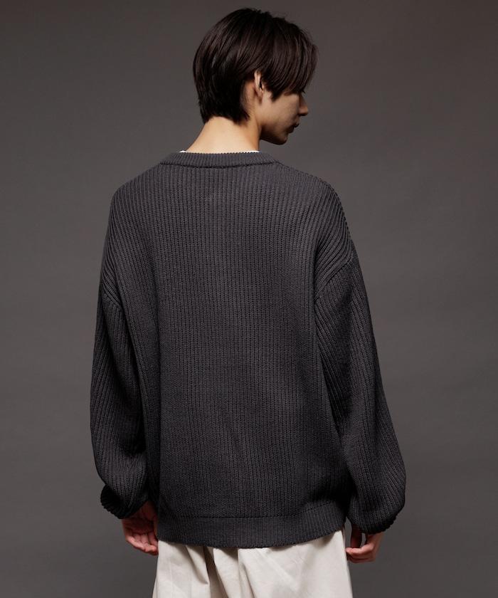 寬鬆版型 羅紋編織 亨利領 針織衫