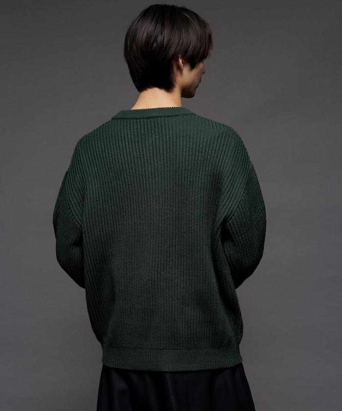 寬鬆版型 羅紋編織 亨利領 針織衫