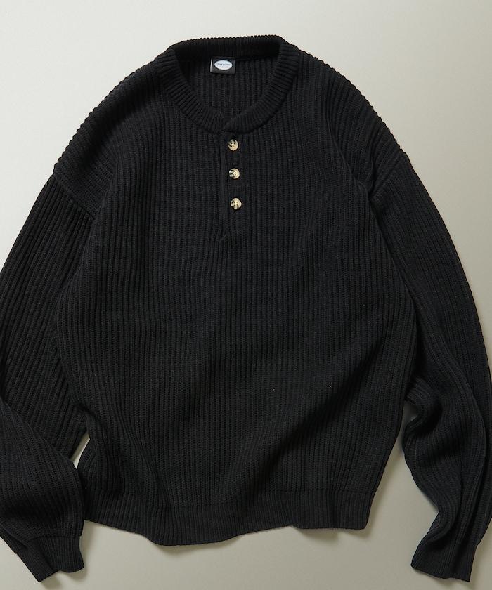 寬鬆版型 羅紋編織 亨利領 針織衫