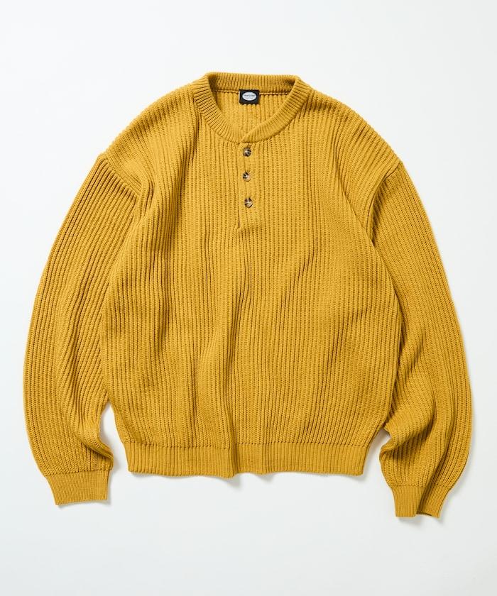 寬鬆版型 羅紋編織 亨利領 針織衫