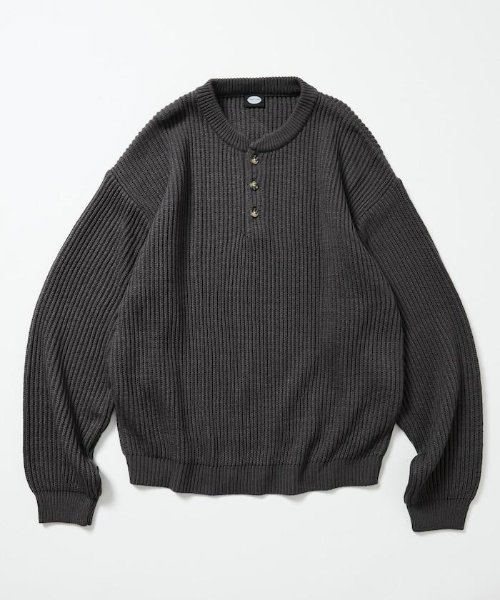 寬鬆版型 羅紋編織 亨利領 針織衫