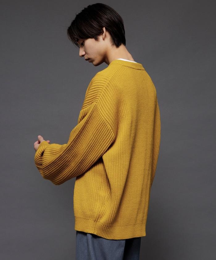 寬鬆版型 羅紋編織 亨利領 針織衫