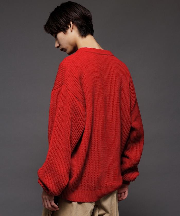 寬鬆版型 羅紋編織 亨利領 針織衫