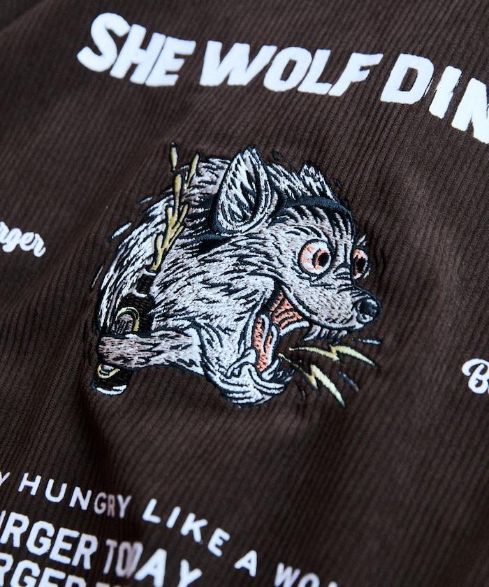 SHE WOLF DINER×FREAK'S STORE/シーウルフダイナー 聯名 後背刺繡燈芯絨夾克