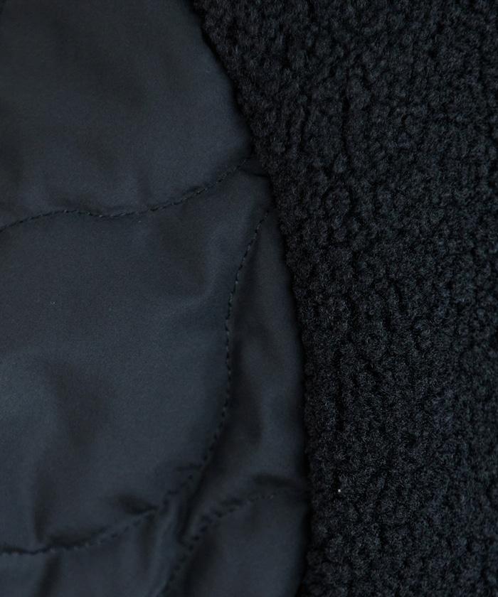 羊羔絨拼接菱格長款大衣