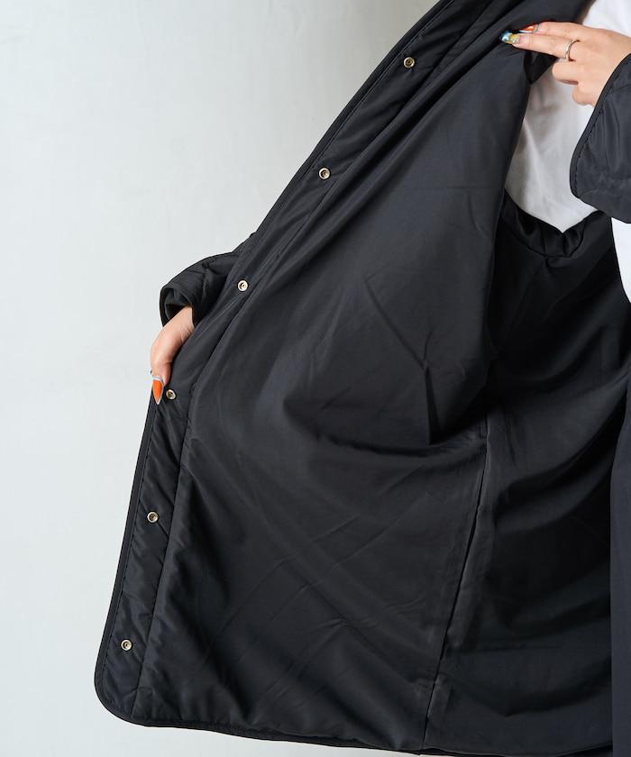 羊羔絨拼接菱格長款大衣