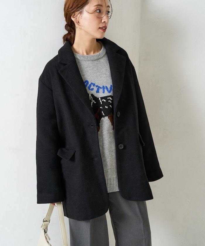 雙面呢西裝領夾克大衣