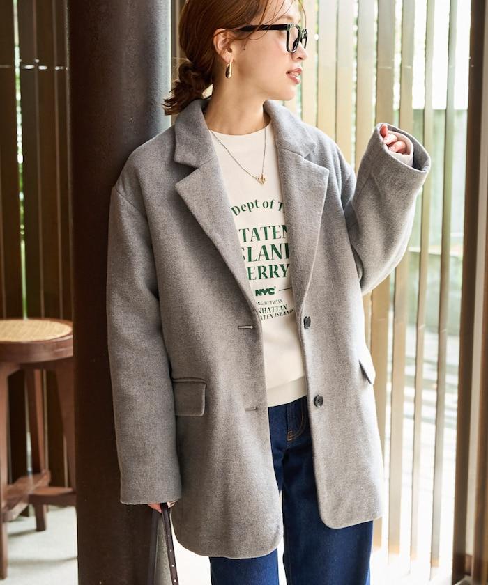 雙面呢西裝領夾克大衣