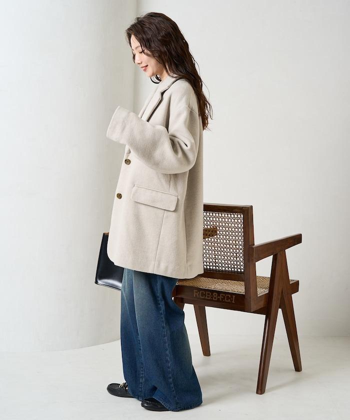 雙面呢西裝領夾克大衣