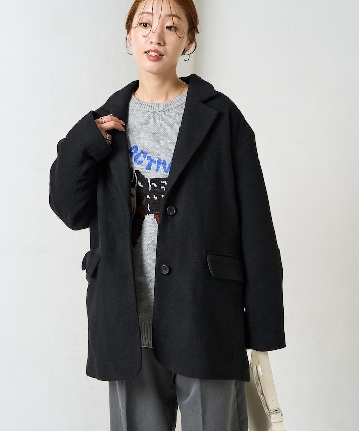 雙面呢西裝領夾克大衣