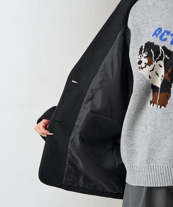 雙面呢西裝領夾克大衣