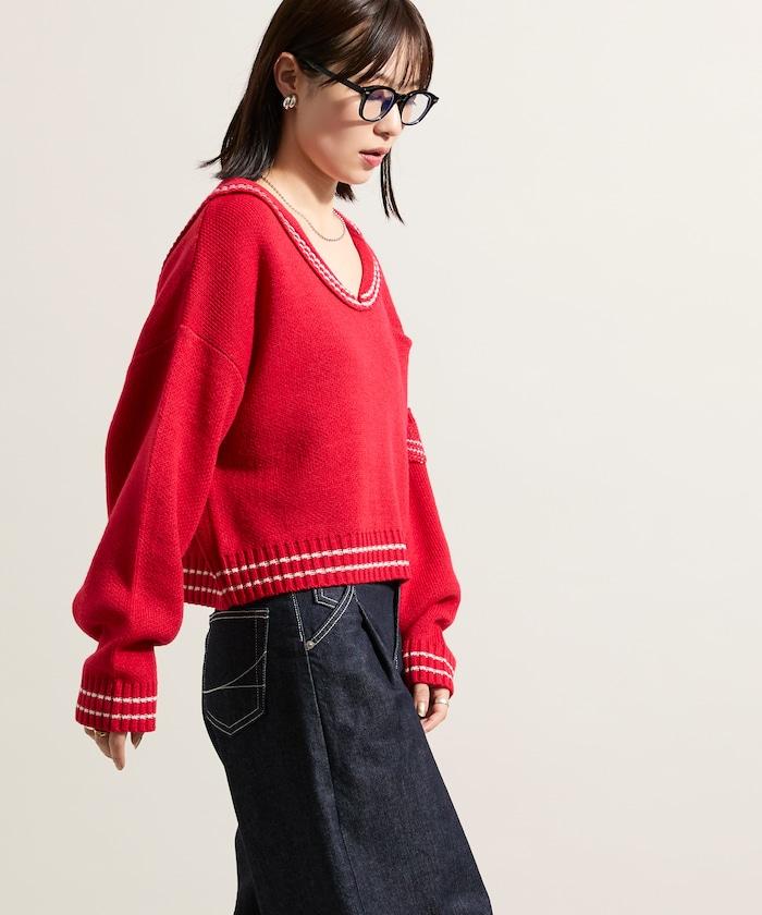 羊毛混紡水手領針織衫