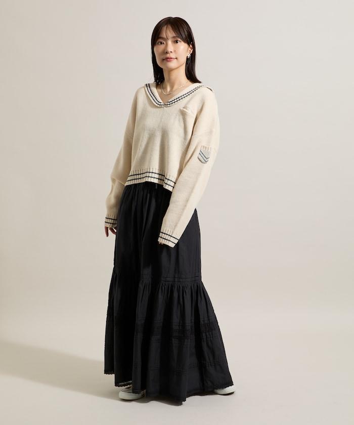 羊毛混紡水手領針織衫