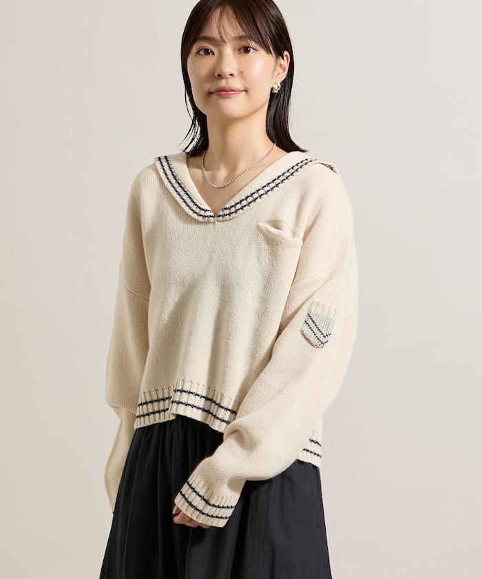 羊毛混紡水手領針織衫