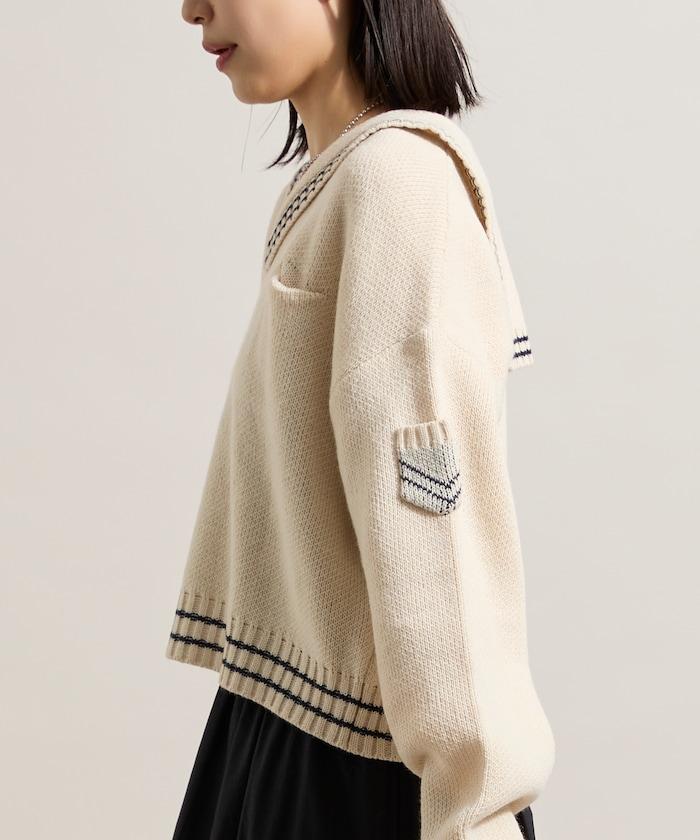 羊毛混紡水手領針織衫