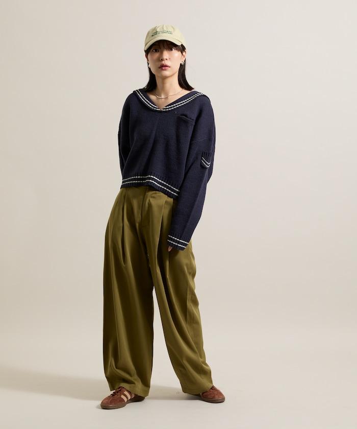 羊毛混紡水手領針織衫