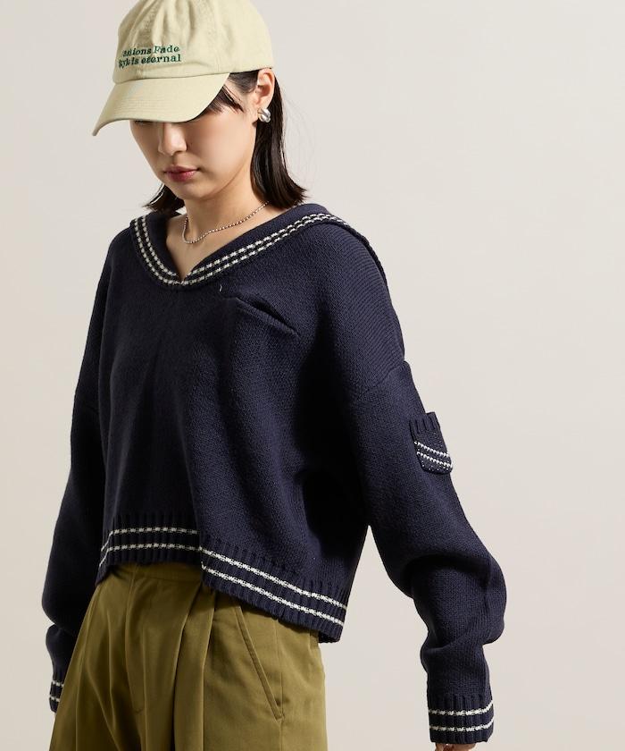 羊毛混紡水手領針織衫