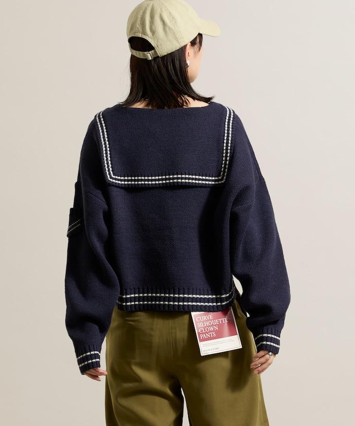 羊毛混紡水手領針織衫