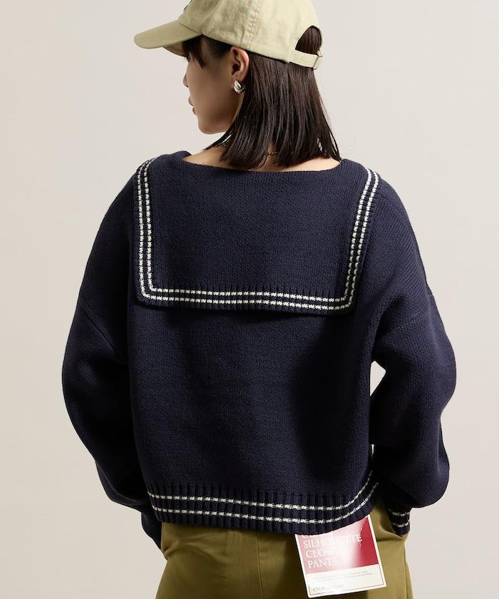 羊毛混紡水手領針織衫