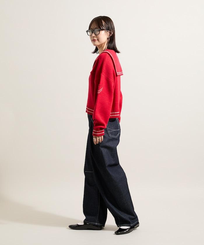 羊毛混紡水手領針織衫